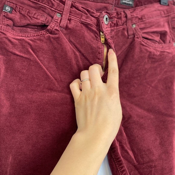 AG Women's The Legging Super Skinny Mid Rise Velvet Pants Maroon Size 28 R - Picture 7 of 11